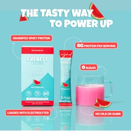 Everest Essential Everest Essential, Kid's Clear Whey Protein Powder (Watermelon, 10 Packets) Protein Drink Mix for Kids, Electrolytes for Kids, 8g Protein Per Serving, Non GMO, Zero Added Sugar