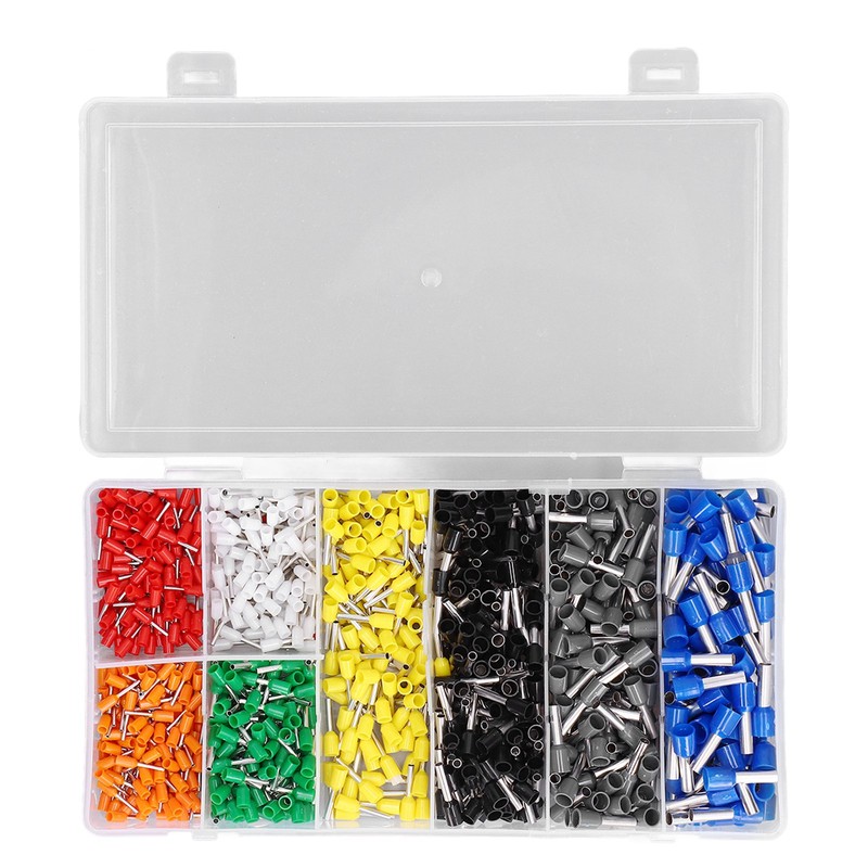 1000Pcs Wire Ferrules Terminals Kit Brass PP Ferrules Crimping Kits