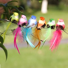 LWINGFLYER Artificial Birds Fluffy Feather Simulation Foam Bird Ornaments for DIY Craft Wedding Decoration Home Garden Party (12pcs Clip)