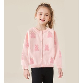 DHASIUE Girls' Long-Sleeved Cardigan with Buttons Children's Jacket 2-7 Years Size 92-128, rabbit