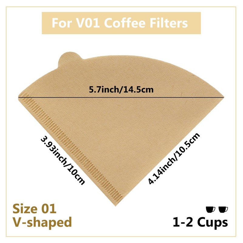 Coffee Filters Cone 01, 100 Count Unbleached Natural Brown 1-2