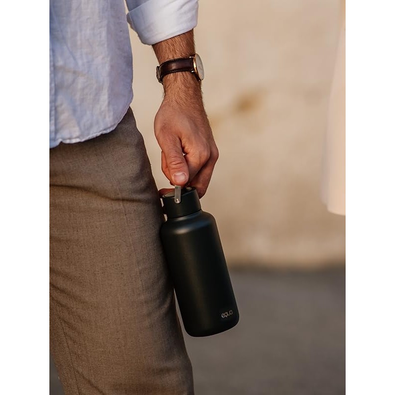 EQUA Timeless Stainless Steel Water Bottle, 600 ml, BPA-Free, Leak-Proof,