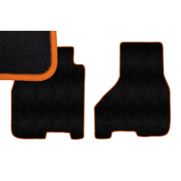 Orange Edge Custom Fit Front Carpet Floor Mats, Black, Compatible