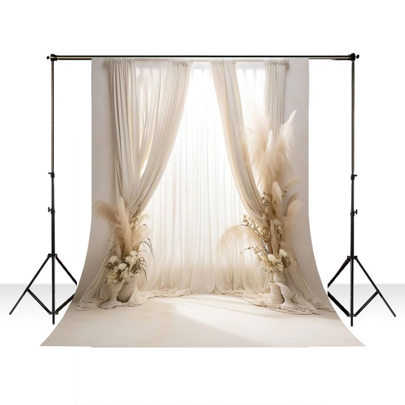 AIBIIN Boho Photography Backdrop Retro 5x7ft Room Window Bohemian Pampas
