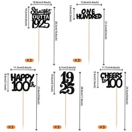 15 PCS 100th Birthday Centerpiece Sticks One Hundred Happy 100th Straight Outta 1925 Table Flower Centerpieces Sticks Cheers to 100 Floral Decorations for 100th Birthday Party Centerpieces Black