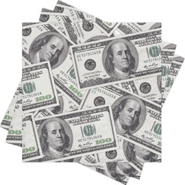 50 Pcs Funny Cocktail Napkins, Fun Dollar Bills Money Print Disposable Paper Napkins for Casino Night, Bachelor Party, Birthday, Graduation, Hip Hop Party, Fun Table Decor, 3 Ply, 5 x 5 Inch