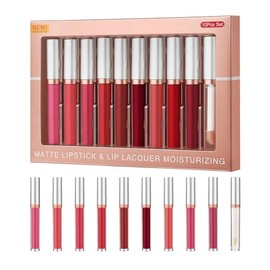 10 Colores Lápiz Labial, Maquillaje de Larga Duración, Conjunto de San Valentín, Brillo de Labios, Resistente al Agua, Antiadherente, Regalos de San  