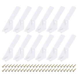 uxcell 12 Pcs 90 Degree Plastic Corner Braces, 38x21.5x38mm Shelf Right Angle Brackets with Screws for Cabinets Cupboards, White