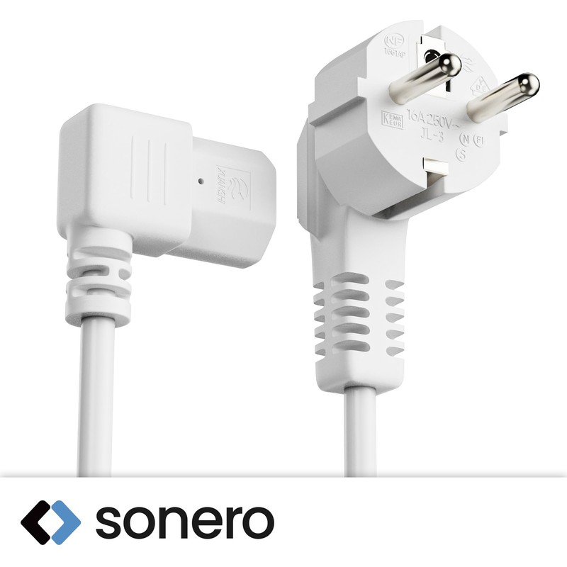 sonero Stromkabel Kaltgerätekabel 3 Polig, 10,0m, Schutzkontakt Schuko Stecker Netzstecker