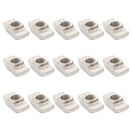 FOCMKEAS 15PCS M8 Sliding T Slot Nuts, European Standard Half Round Roll in T-Nut Fastener for 4545 Series Aluminum Extrusion Profile, Carbon Steel Nickel-Plated (M8)