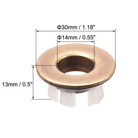 uxcell Sink Overflow Covers Kitchen Basin Trim Round Hole Caps Insert Spares Bronze Tone 3 Pcs