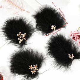 MWOOT 4 Pieces Feather Black Fascinator Women's Pearl Styler Black Feather Hair Clip