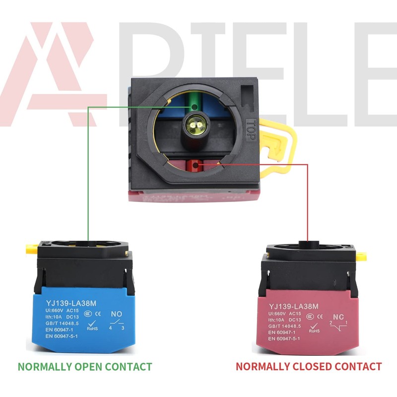 APIELE 22mm Momentary Push Button Switch Metal Head Plastic Body