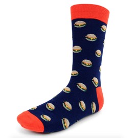 Urban Peacock Men's Novelty Fun Dress Socks (Cheeseburgers - Navy, 1 Pair)