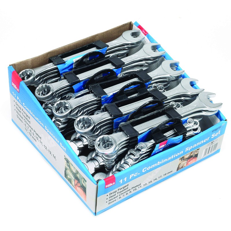 Hilka 17161102 11PC Combi Spanner Set Metric, Clear