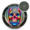 Rainbow Skull 3 Year Sobriety Coin - Grateful I'm Alive