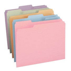 Smead File Folder, 1/3-Cut Tab, Letter Size, Assorted Pastel Colors, 100 per Box (11953)
