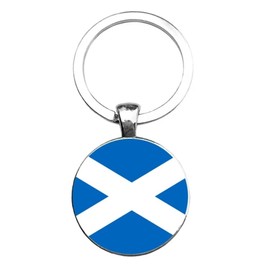Art Attack Scottish Flag Keychain, Scotland Tartan Army National Football Soccer Team Accessories History Party Favor Fan Car Key Chain Ring Pendant Charm (Silver), Silver, Small