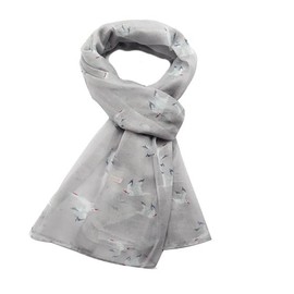GFM® Women's Seagulls Print Scarf for Spring and Summer (Silver Grey) (FLD)(PSCF-SG-24044-HLBH)