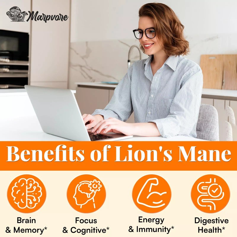 70000mg Lions Mane Supplement Capsules - 50x Strength Potency Lions