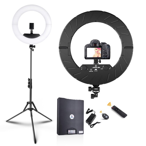 JJ JIANJIN Ring Light Kit:18"/45cm Outer 55W6700k Dimmable LED Light,