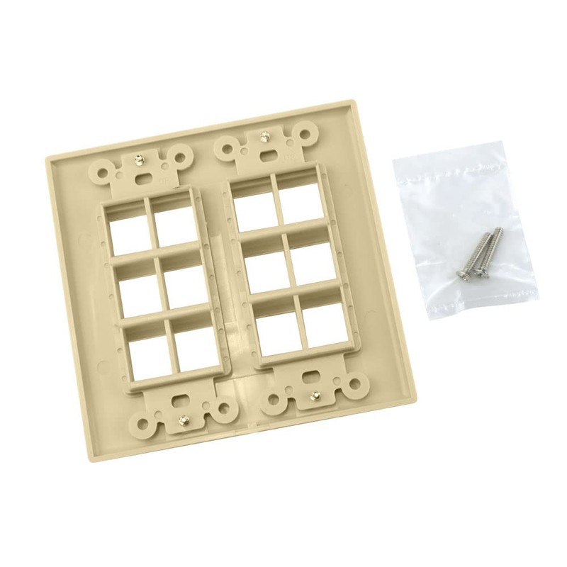 12-Port Double-Gang Wall Plate (Ivory)