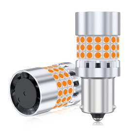 GOSMY S25 LED Turn Signal Valve with Different Pin Angles, High Fla Prevention, Built-in Resistor, BAU15S / PY21W, S25 Single, 150° Pin Angle, Amber, 45 Rungs, 3030 SMD Polarity, For 12V Cars, Vehicle