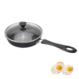 Sonhomay Egg Frying Pan, 4.7/6.3 Inch Single Egg Durable Small Cooking Pot with Handle Nonstick Frying Pan with Lid Covered Heat Resistant Small Skillet Portable Round Omelet Skillet for Stove