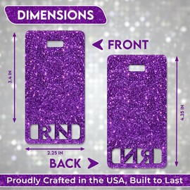 RN Badge Buddy Vertical Cute Registered Nurse Badge Buddy Colorful and Glitter Acrylic RN Card Perfect Size for Standard Nursing ID (Purple Glitter)