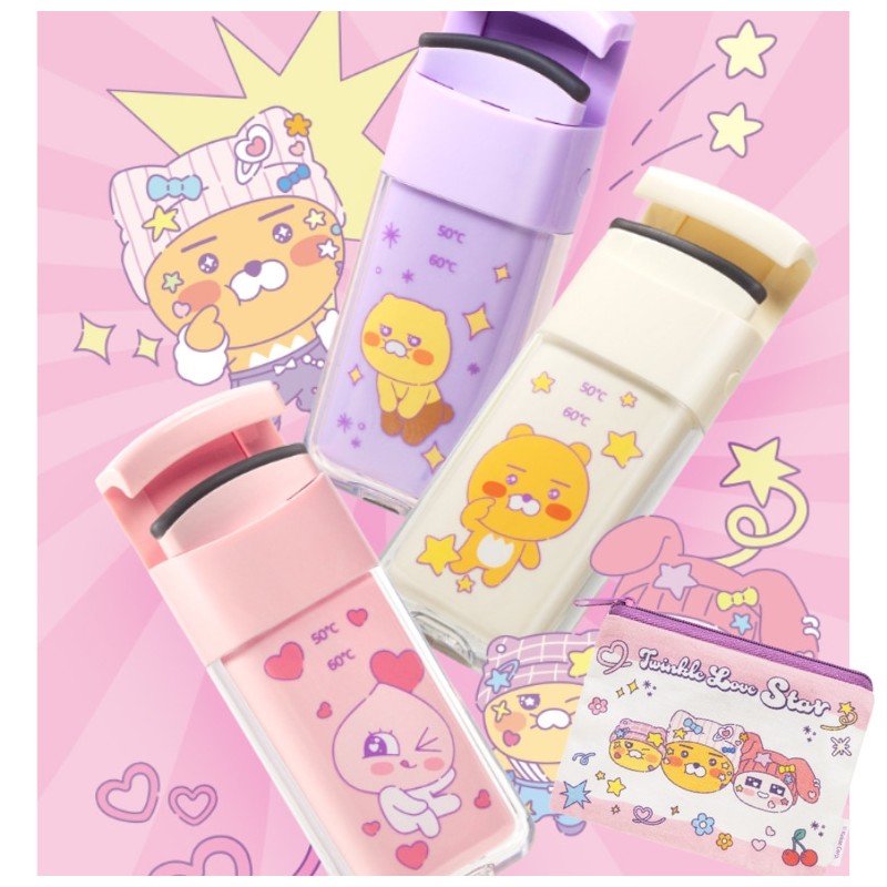 KAKAO FRIENDS Winkle Mini Heating Eyelash Curler 1ea(+Pouch), Option:Apeach