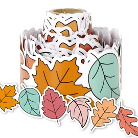 FYSUIMU 32.8Ft Fall Leaves Bulletin Board Border Colorful Leaf Die Cut Trim Border Roll for Autumn Thanksgiving Chalkboard Wall Decoration