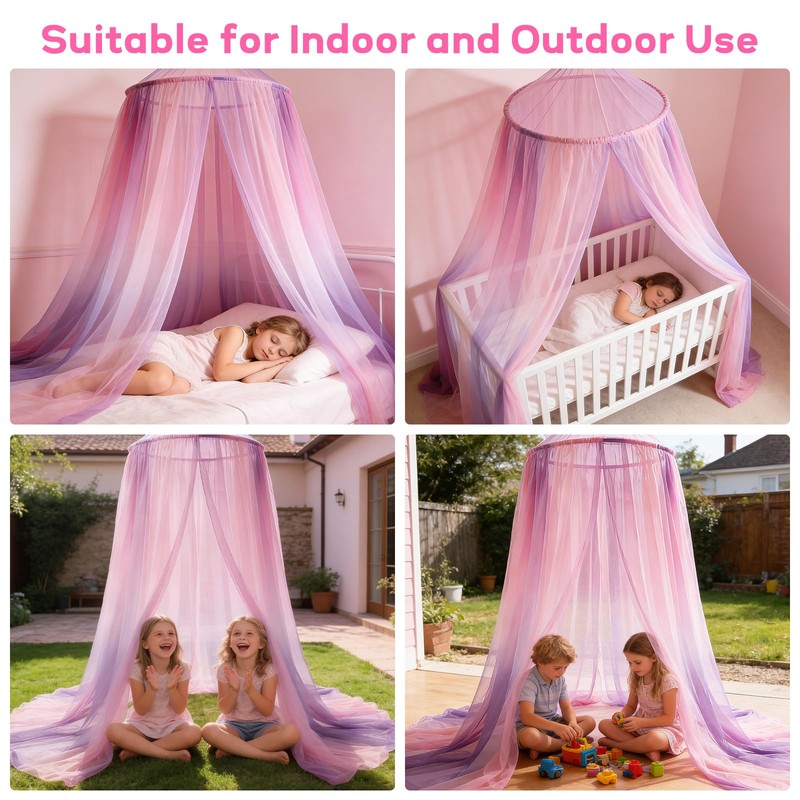 Mosquito Net Bed Canopy for Girls, Princess Bed Canopy Curtains
