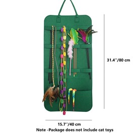 IUHKBH Pet Supplies Felt Storage Bag, High-capacity Cat Toy Organizer Lightweight Hanging Wall Storage Bag Green Cat Wand Toy Holder for Cat's Safe - Keep Pet's Toys Neat and Tidy