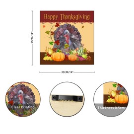 Happy Thanksgiving Pumpkin Turkey Wood Sign Classic Maple Leaves Wall Plaque Harvest Thanksgiving Wall Art Hanging Farmhouse Decoration Plaque For Home Kitchen Bar Room Garage Bedroom 14x14in