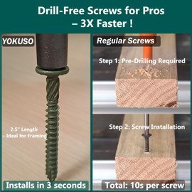 Timber Screws#14 x 6 inch, Heavy Duty Structural Wood Screws, Green Rust-Resistant Coating, Lag Screws & Lag Bolts for Wood, Construction, Landscaping & Railroad Ties (Hex Socket，30-Pack)