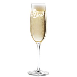 Best Dad Hat Engraved 8 oz Champagne Flute - 2pcs set