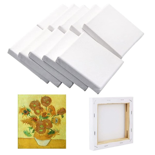 10Pack Mini Canvas Panel, 10x10cm Stretched Canvas Boards, Square Small