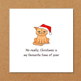 SWIZZOO Funny Grumpy Grinch Cat - Funny Christmas Card 2023, Funny Christmas Gifts - Funny Messages for Husband, Wife, Mum, Boyfriend, Sister, Son & Daughter-in-Law, Christmas Cards for Family