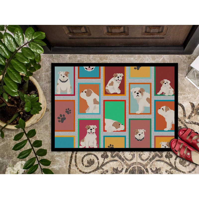 Lots of Piebald English Bulldog Doormat - Weatherproof, Non-Slip Welcome