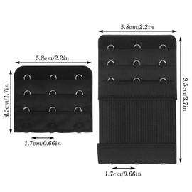 Lusofie Pack of 6 Bra Extensions 2/3/4 Hooks 3 Rows Bra Extender Soft and Comfortable Elastic Bra Strap Extension Bra Closure Extension for Women and Women (Skin Colour, White, Black), Black (3 hooks)