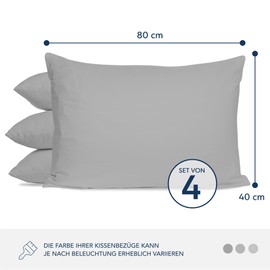 Dreamzie Cushion Cover 40 x 80 cm (Set of 4) – 100% Jersey Cotton 150 g/m² Pillowcases – Grey – For Cushions 40 x 80 cm – Cushion Cover – Cushion Cover – Cushion Cover – Resistant and Hypoallergenic –