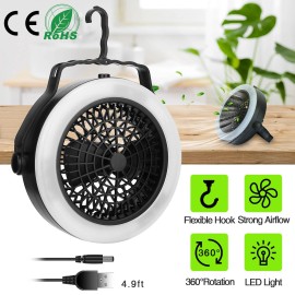 iMountek Portable 80LM Camping LED Light Fan Outdoor Lantern Cooling Fan w/Hanging Hook