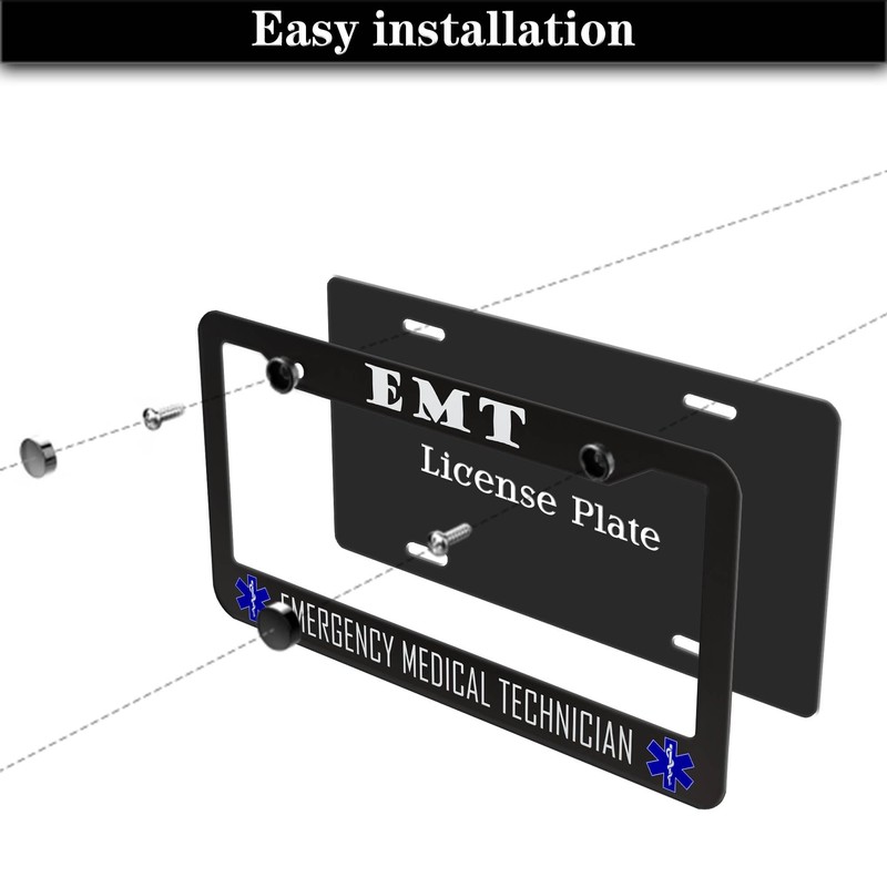 License Plate Bracket Black and White License Plate Frames EMT