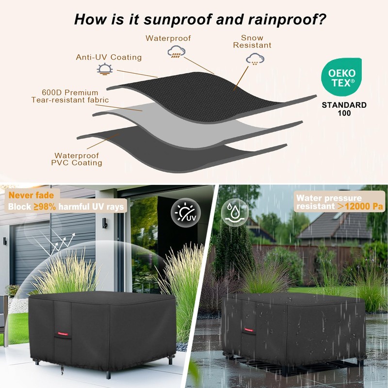 Porch Shield Fire Pit Cover - Waterproof 600D Heavy Duty