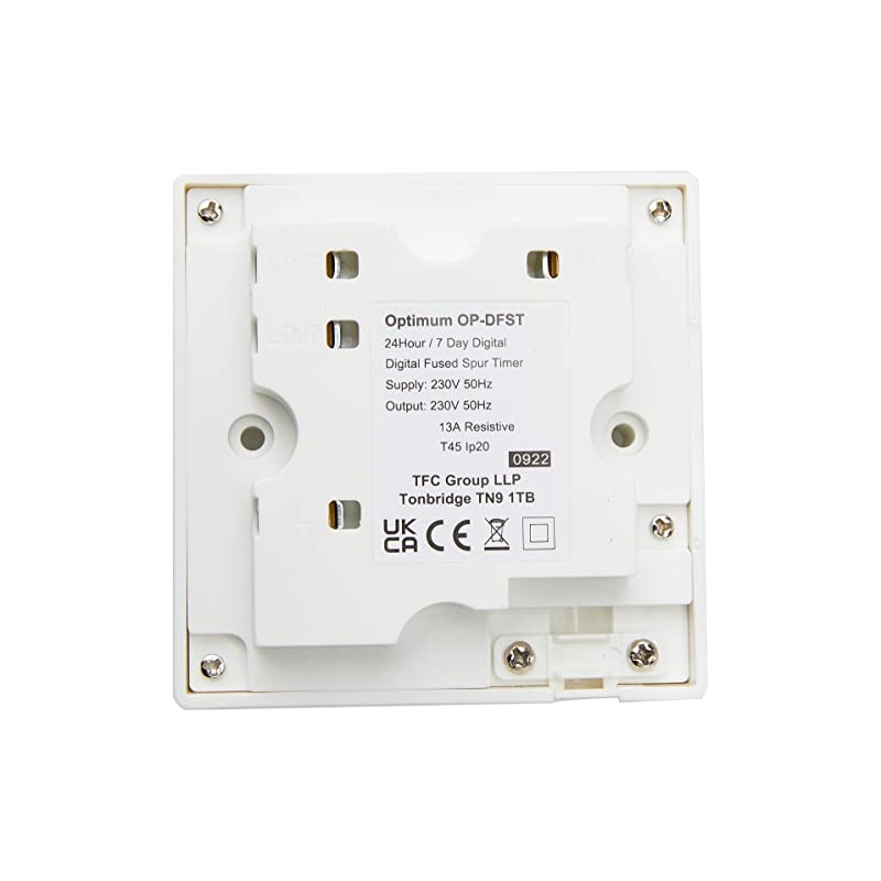 Optimum 7 Day Fused spur Timer, White, One Size