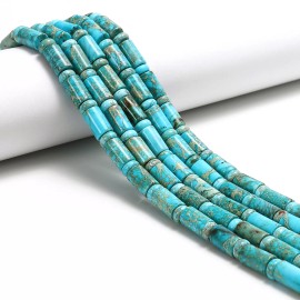Light Blue Sea Sediment Jasper Smooth Cylinder Tube Beads 6x10mm 15.5'' Strand