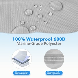 YimSting Pedal Boat Cover, 600D Waterproof Heavy Duty Paddle Boat Cover with 3Pcs Windproof Buckle Straps, Fits Outdoor 3 or 5 Person Pedal Boat, Marine Grade Canvas, Gray