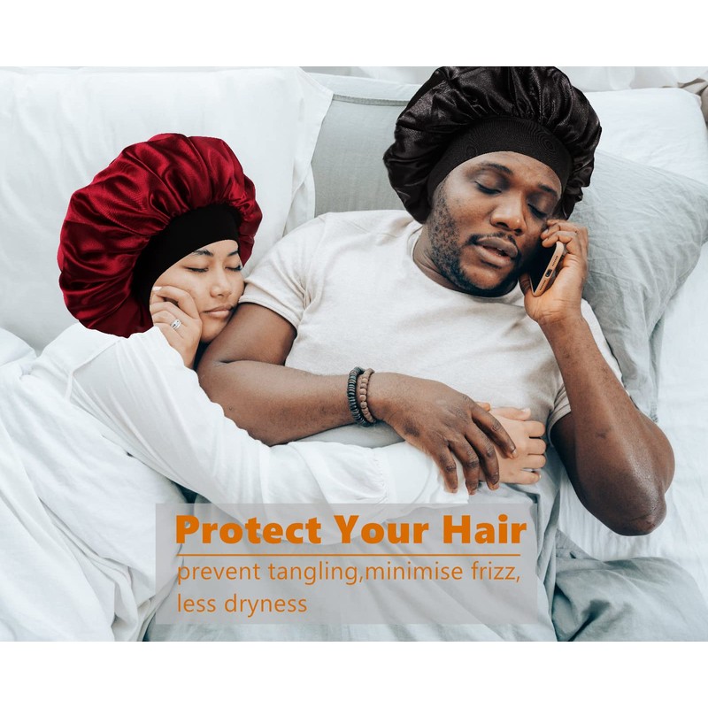 Himoswis Reversible Satin Bonnet for Men,Bonnets for Black Women Sleeping,Men