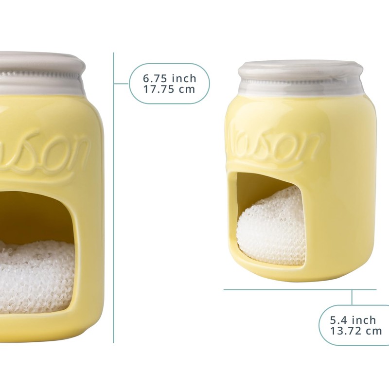 Comfify Ceramic Kitchen Sponge Holder - Farmhouse Style Sink Caddy