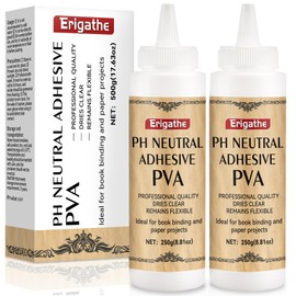Erigathe Neutral PH PVA Glue, 17.63 floz Book Adhesive, Acid-Free, All-Purpose, Dries Clear and Remains Flexible, Used for Bookbinding and Repair, Framing, Collages, Paper Art and Crafts